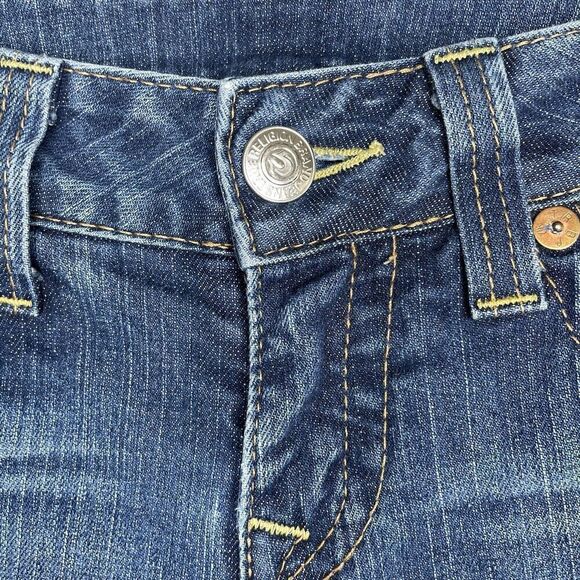 TRUE RELIGION Jeans Women 28 Johnny Slim Straight Low-Rise Distressed Logo USA - Picture 3 of 9